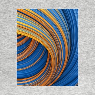 Fountain Flux Orange and Blue Abstract Wave Minimal Artwork T-Shirt